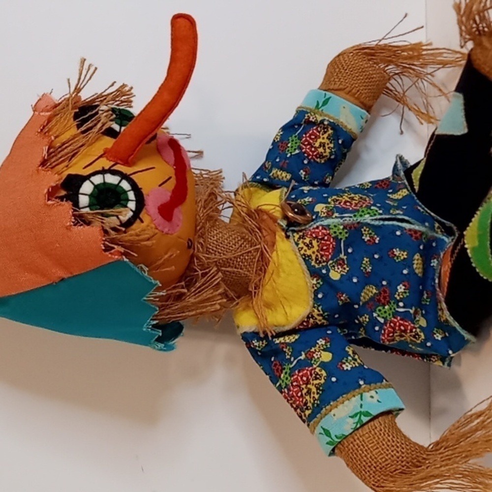 Weird Vintage 1970's Handcrafted Pinocchio Scarecrow Fall/Halloween Doll Decor